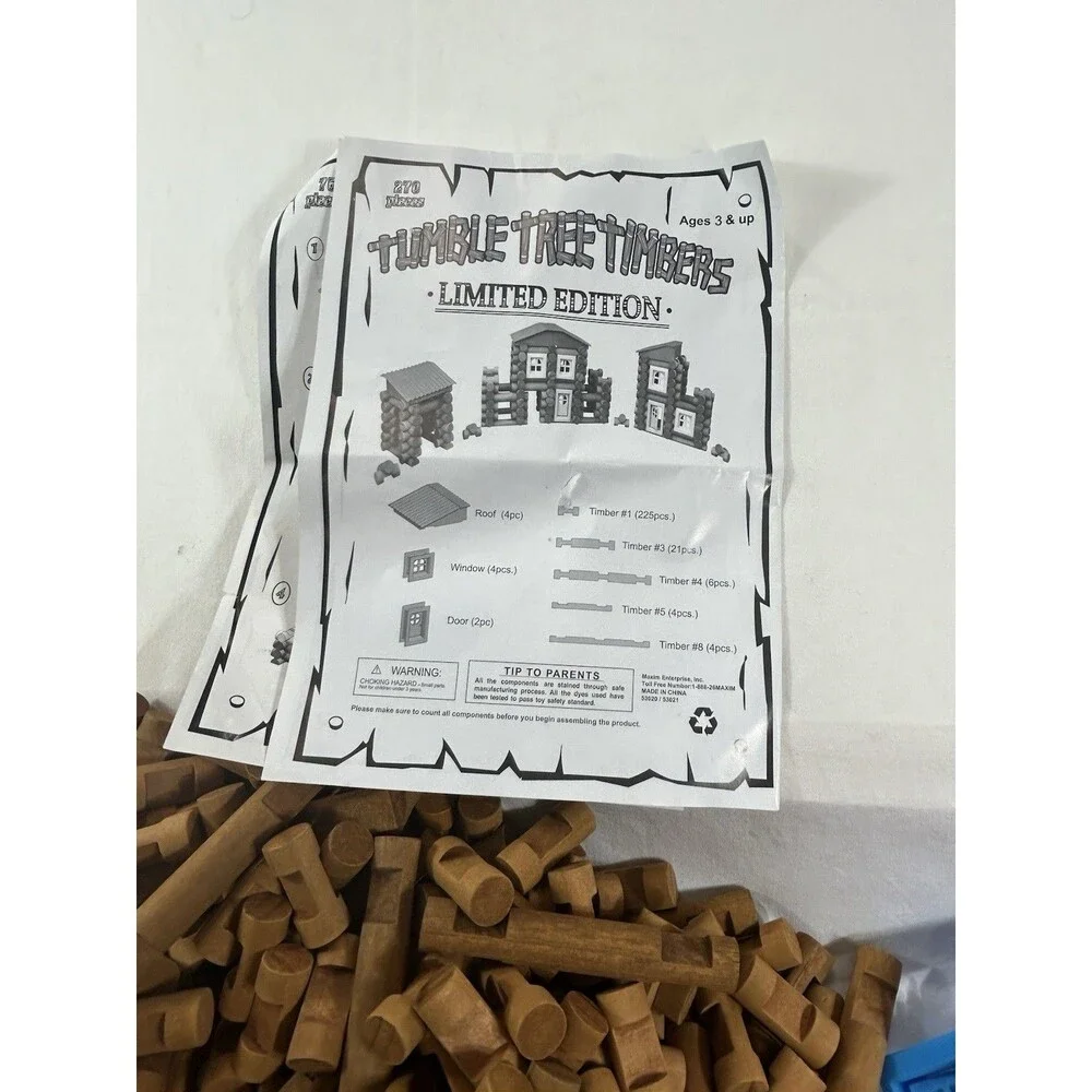 Tumble Tree Timbers  373 Piece Wood Set Limited Edition w/ Guide Lincoln Logs